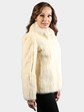 Woman's Petite Natural Cream Cord Cut Mink Jacket