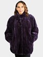 Woman's Dyed Purple Sheared Muskrat Fur Stroller