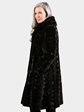 Woman's Black Dyed Semi Sheared Sculptured Mink Coat