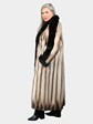 Woman's Natural Fitch Fur Coat with Mink Trim