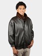 Man's Natural Demi Buff Mink Fur Jacket Reversing to Leather