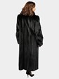 Woman's Natural Ranch Mink Fur Coat with Dark Brown Dyed Fox