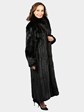 Woman's Natural Ranch Mink Fur Coat with Dark Brown Dyed Fox