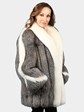Woman's Natural Indigo Fox Jacket with Shadow Fox Trim