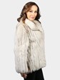 Woman's Natural Blue Fox Fur Cord Cut Jacket