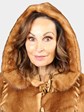 Woman's Natural Whiskey Mink Fur Stroller with Hood Reversible to Rain Taffeta