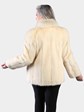 Women's Natural Cream Mink Fur Jacket with Matching Fox Tuxedo Front