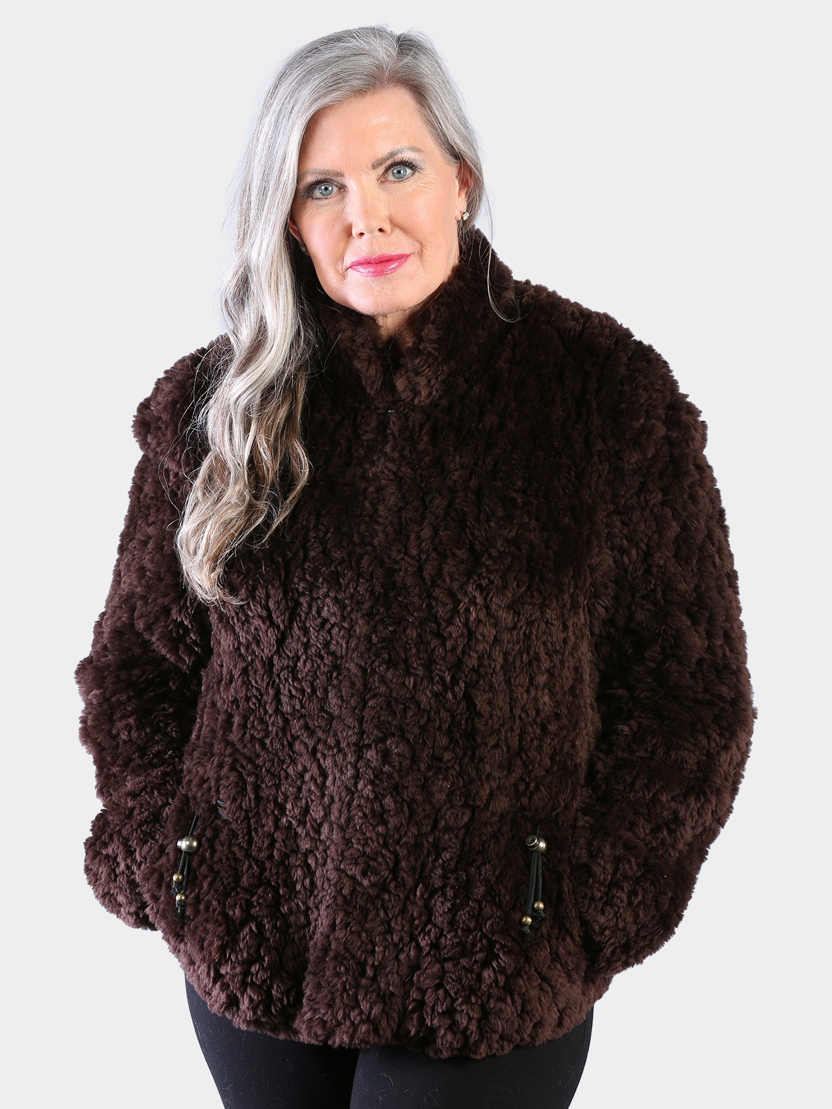 Woman's Lishman Dyed Espresso Sheared and Knit Beaver Fur Jacket