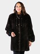 Woman's Dyed Brown Sheared Beaver Fur Stroller with Light Tan Sheared Beaver Inserts