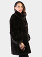 Woman's Dyed Brown Sheared Beaver Fur Stroller with Light Tan Sheared Beaver Inserts