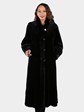 Woman's Dyed Black Sheared Mink Fur Coat Reversing to Rain Taffeta