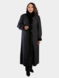 Woman's Dyed Black Sheared Mink Fur Coat Reversing to Rain Taffeta