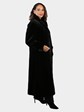 Woman's Dyed Black Sheared Mink Fur Coat Reversing to Rain Taffeta