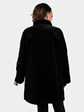 Woman's Dyed Black Sheared Mink Fur Stroller Reversing to Black Rain Taffeta