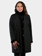 Woman's Dyed Black Sheared Mink Fur Stroller Reversing to Black Rain Taffeta