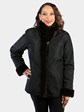Woman's Dyed Matara Sheared Mink Fur Jacket Reversible to Rain Taffeta