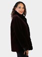 Woman's Dyed Matara Sheared Mink Fur Jacket Reversible to Rain Taffeta