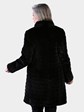 Woman's Dyed Black Semi Sheared Mink Fur Stroller Reversible to Rain Taffeta