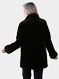 Woman's Dyed Dark Brown Sheared Mink Fur Stroller Reversing to Rain Taffeta