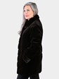 Woman's Dyed Dark Brown Sheared Mink Fur Stroller Reversing to Rain Taffeta