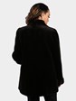 Woman's Dyed Dark Brown Sheared Mink Fur Stroller Reversing to Rain Taffeta
