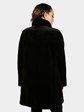 Woman's Dyed Dark Brown Sheared Mink Fur Stroller Reversing to Rain Taffeta