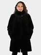 Woman's Dyed Dark Brown Sheared Mink Fur Stroller Reversing to Rain Taffeta