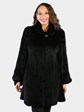 Woman's Dyed Black Sheared and Knit Mink Fur Stroller
