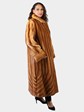 Woman's Natural Whiskey Female Mink Fur Directional Coat
