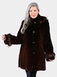Woman's Jean Crissa Dyed Ombre Copper Sheared Beaver Fur Stroller with Detachable Hood