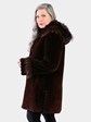 Woman's Jean Crissa Dyed Ombre Copper Sheared Beaver Fur Stroller with Detachable Hood
