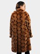 Woman's Whiskey Sheared and Sculptured Two Tone Mink Fur 7/8 Coat