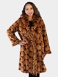 Woman's Whiskey Sheared and Sculptured Two Tone Mink Fur 7/8 Coat