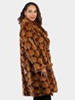 Woman's Whiskey Sheared and Sculptured Two Tone Mink Fur 7/8 Coat