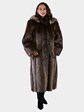 Woman's Natural Medium Tone Long Hair Beaver Fur Coat with Detachable Hood