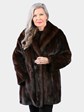 Woman's Natural Mahogany Mink Fur Stroller with Sable Collar