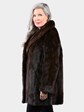 Woman's Natural Mahogany Mink Fur Stroller with Sable Collar