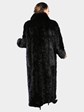 Woman's Dyed Black Sculptured Mink Fur Coat with Fox Tuxedo Front