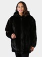 Woman's Plus Size Natural Deepest Mahogany Mink Fur Parka