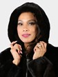 Woman's Plus Size Natural Deepest Mahogany Mink Fur Parka