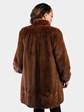 Woman's Dyed Whiskey Mink Fur Stroller with Sheared Beaver Trim