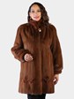 Woman's Dyed Whiskey Mink Fur Stroller with Sheared Beaver Trim