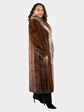 Woman's Natural Lunaraine Mink Fur Coat with Crystal Fox Tuxedo Front