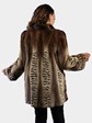 Woman's Semi Sheared Mahogany Degrade Mink Fur Stroller with Abstract Laser Design