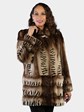 Woman's Semi Sheared Mahogany Degrade Mink Fur Stroller with Abstract Laser Design