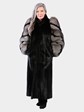 Woman's Natural Ranch Mink Coat with Two Tone Fox Sleeves