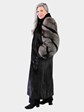 Woman's Natural Ranch Mink Coat with Two Tone Fox Sleeves