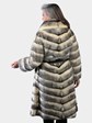 Woman's Vintage Natural Black Cross Female Mink Fur Coat with Leather Belt