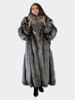 Woman's Extra Long Natural Silver Fox Fur Coat