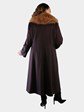 Woman's Brown 100% Cashmere Coat with Dyed Finn Raccoon Collar